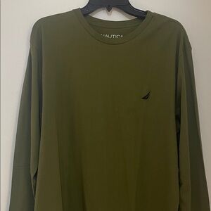 Nautica Men's Dark Green Long Sleeve Tee